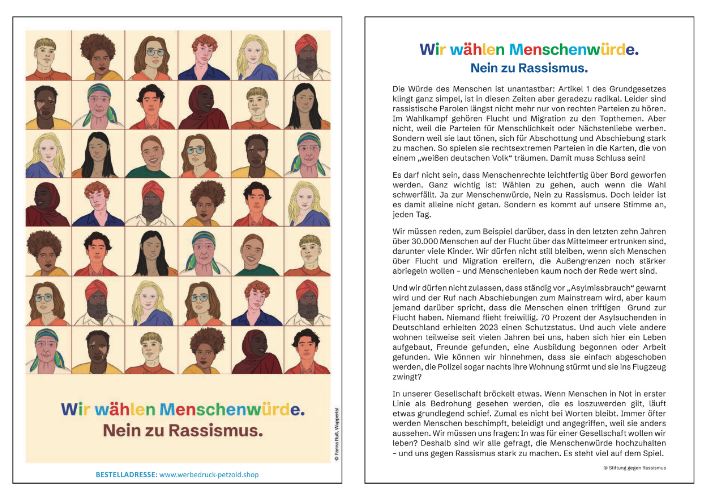 Flyer: Wir wählen Menschenwürde 